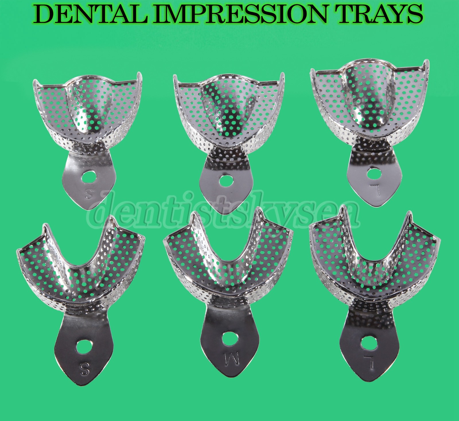 6X de Bandejas Dentales Perforadas para Impresiones Instrumentos para Edéntulos