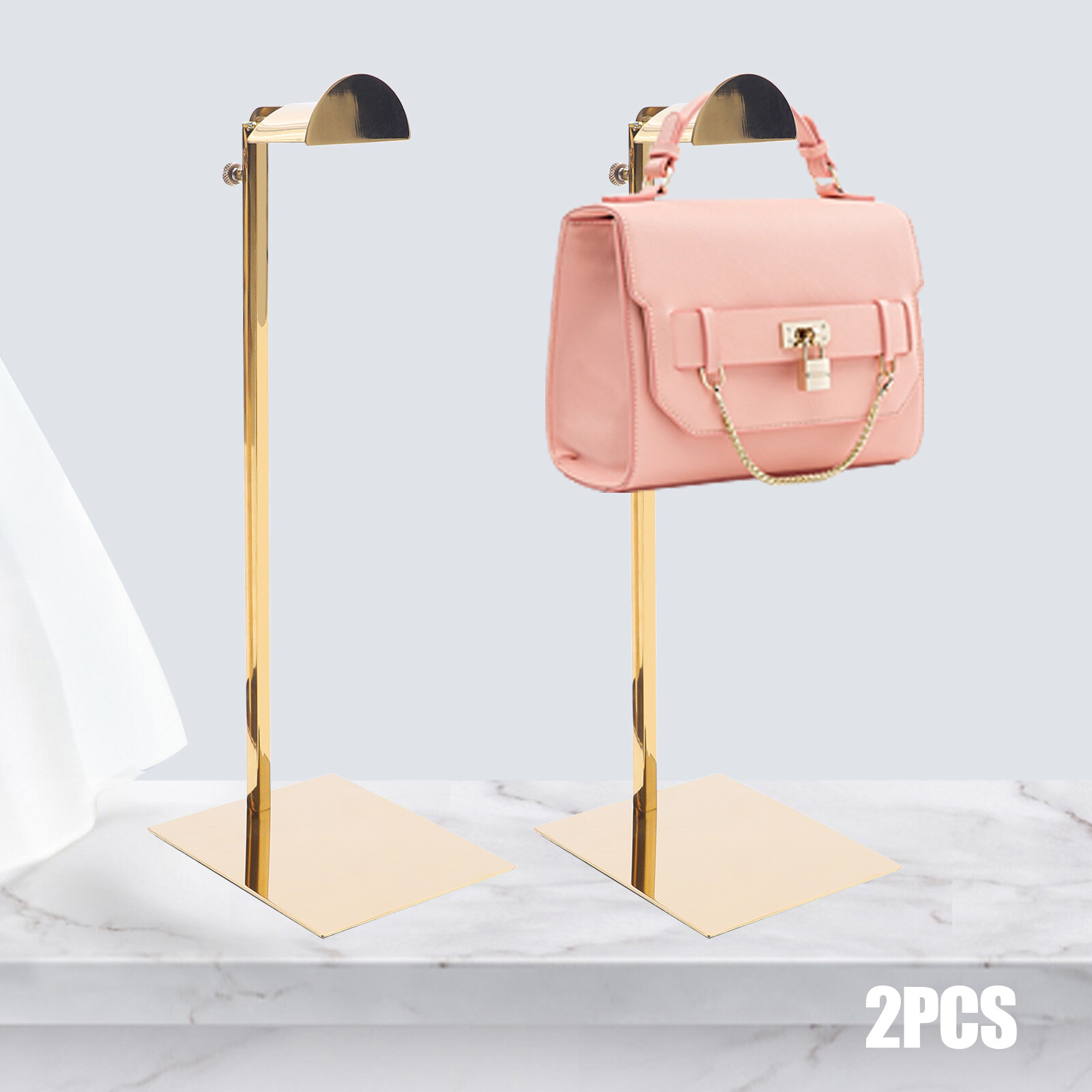 2PCS Handbag Display Rack Hanger Bag Store Metal Adjustable Purse Stand Holder
