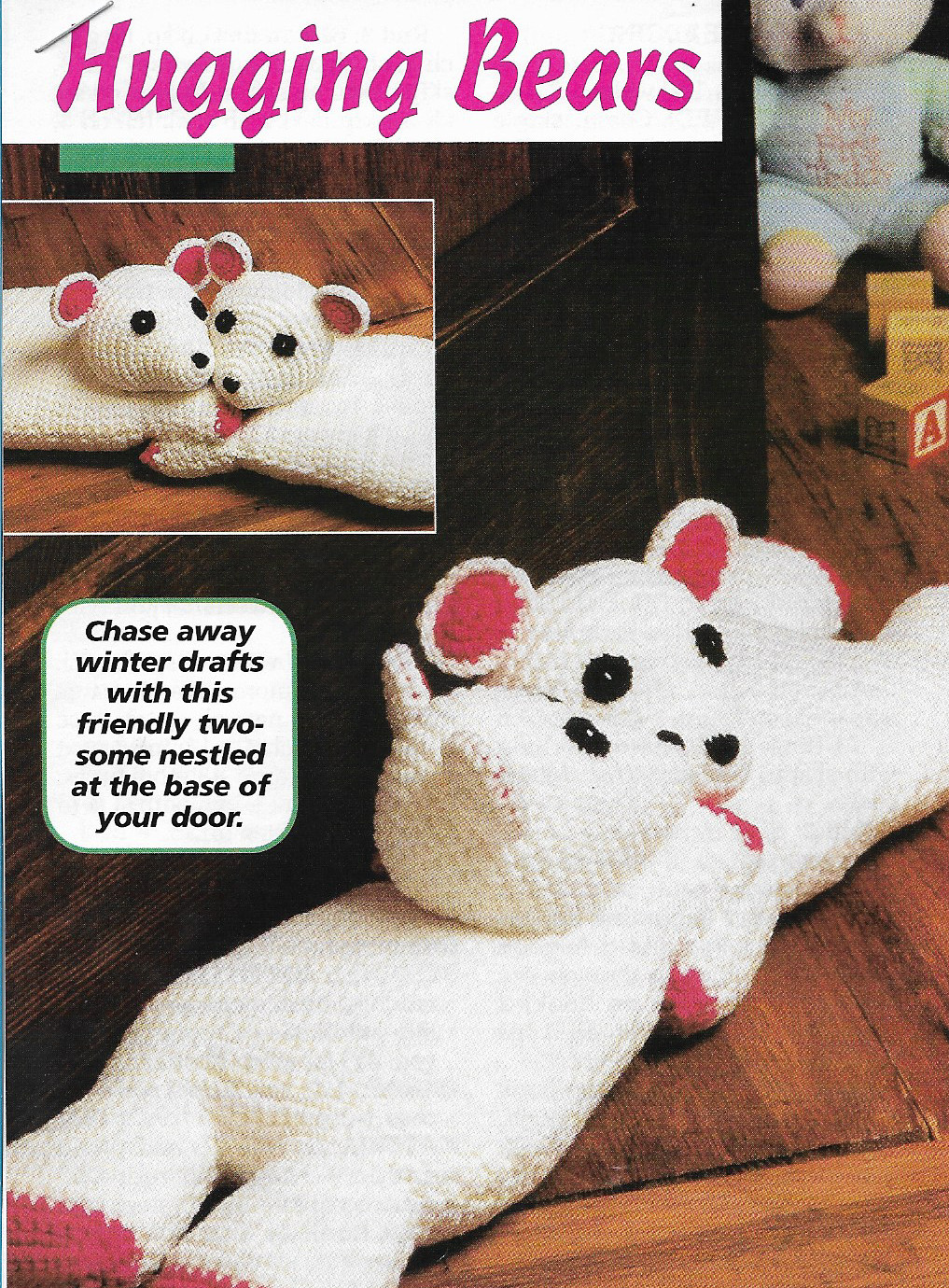 Hugging Bears Door Draft Dodgers or Toys crochet pattern instructions