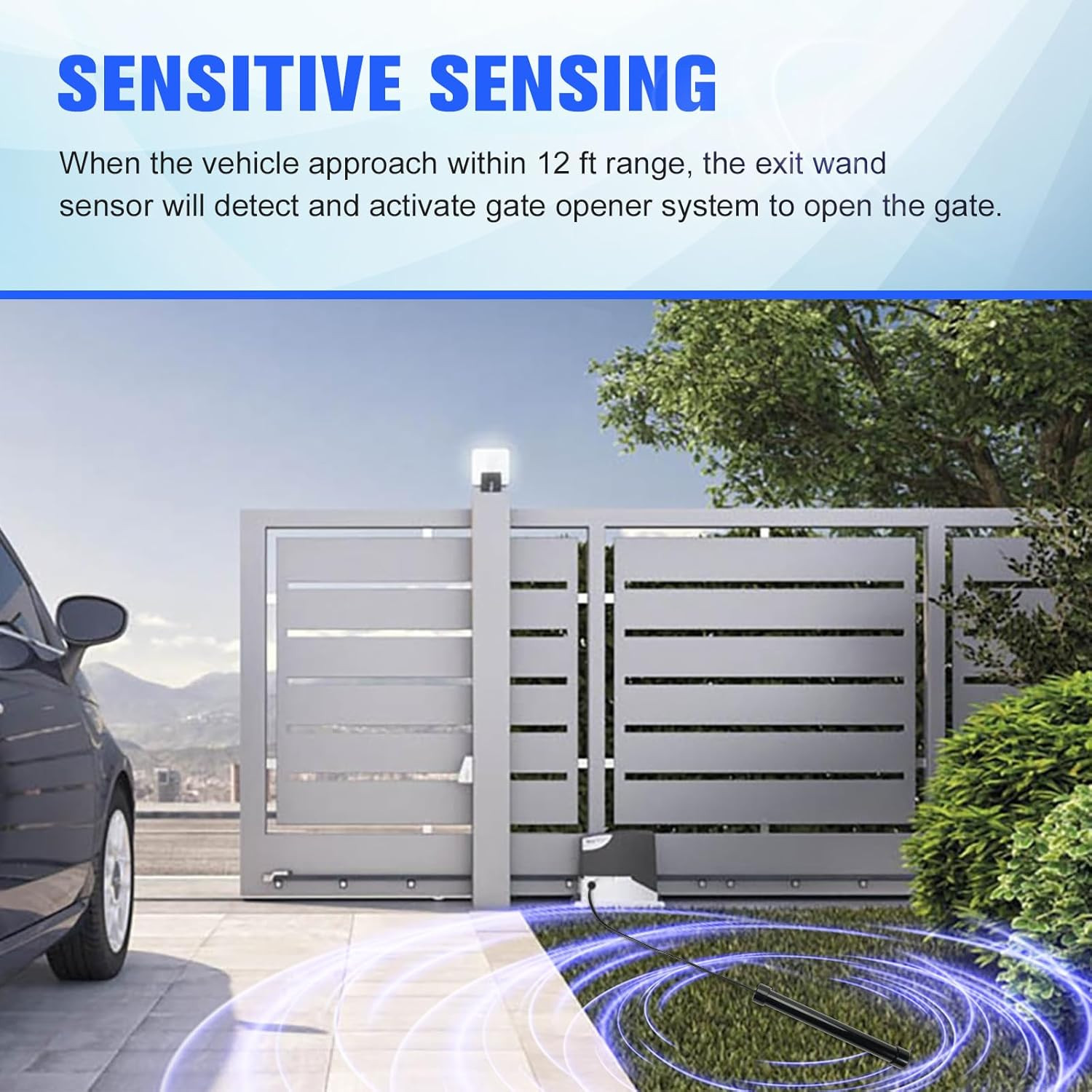 Driveway Gate Vehicle Exit Wand Sensor with 50 Ft Cable, Automatic Gate Opener C