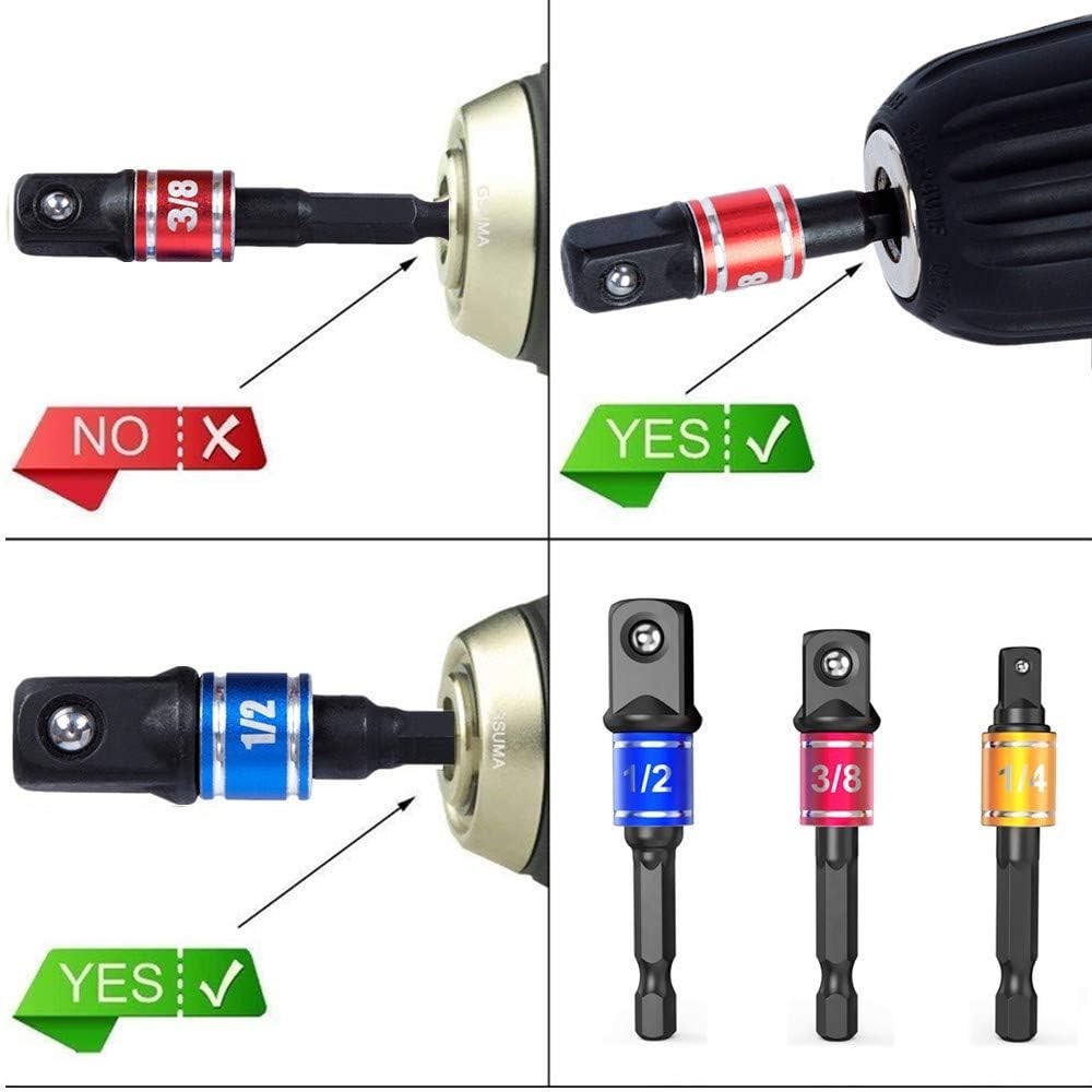 Durable Chrome Vanadium Hex Shank Adapter Set - 3 Pcs with Right Angle Extension