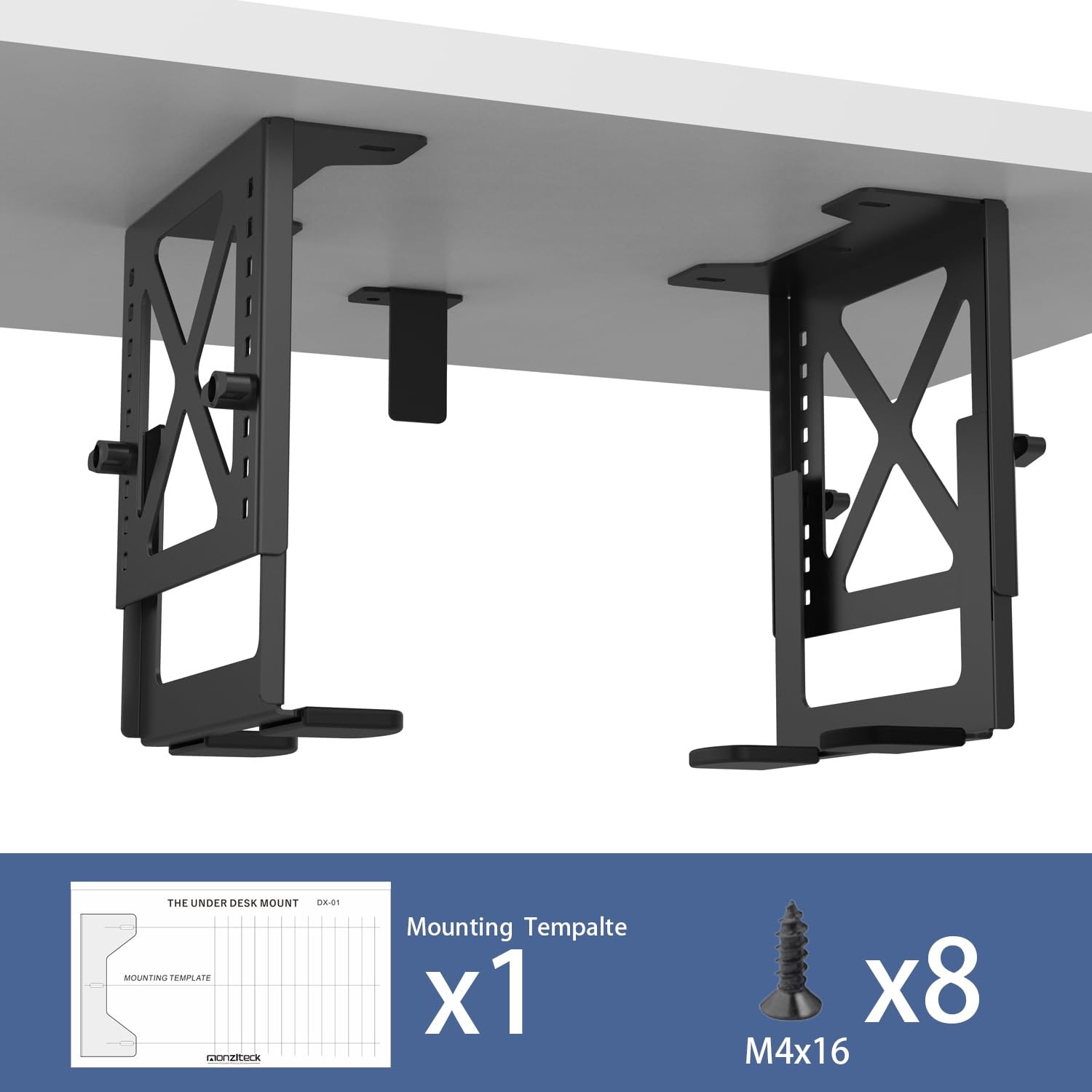 Adjustable Under Desk PC or NAS Mount Bracket Holder，Compatible with Desktop ...