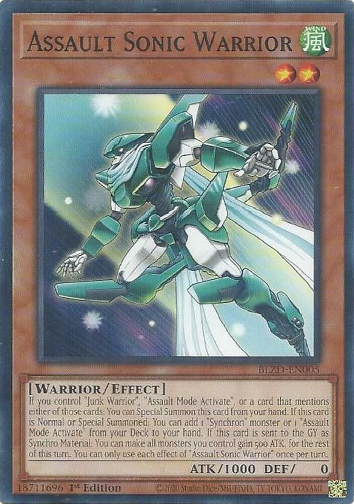 3X Yugioh Assault Sonic Warrior BLZD-EN005 Common 1st Edition NM
