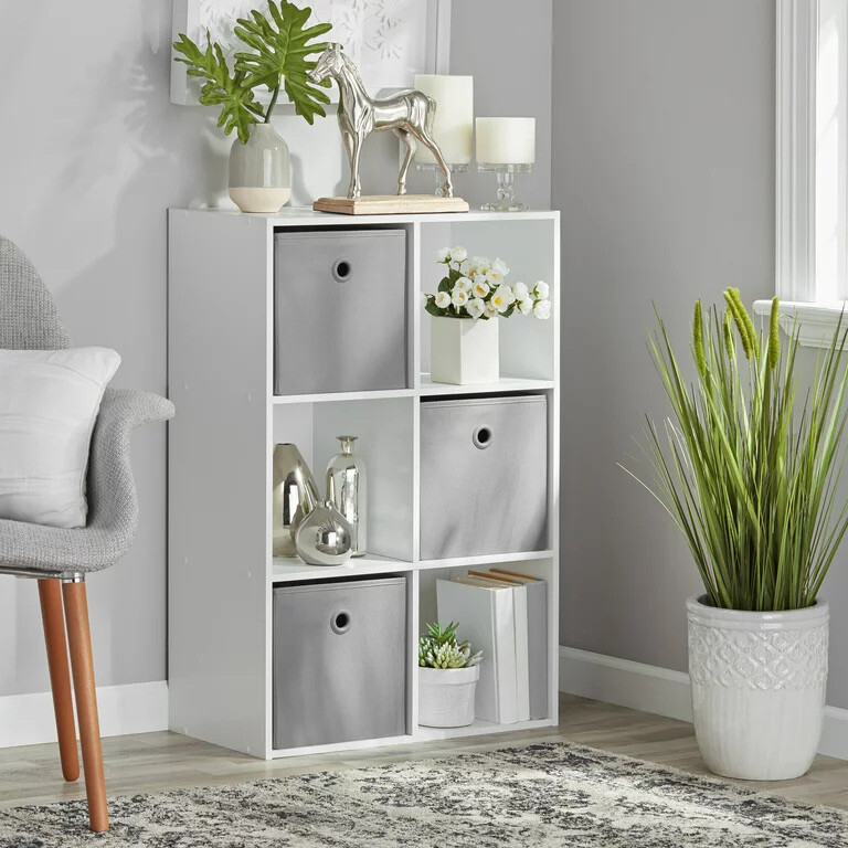 6-Cube Storage Organizer Available In White, Black,￼ Canyon Walnut, Rustic Brown