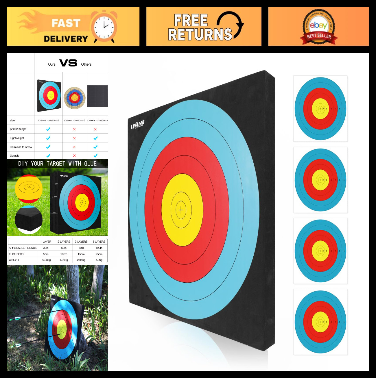 20" High-Density Foam Archery Target - Ideal for Backyard Bow & Arrow Practice
