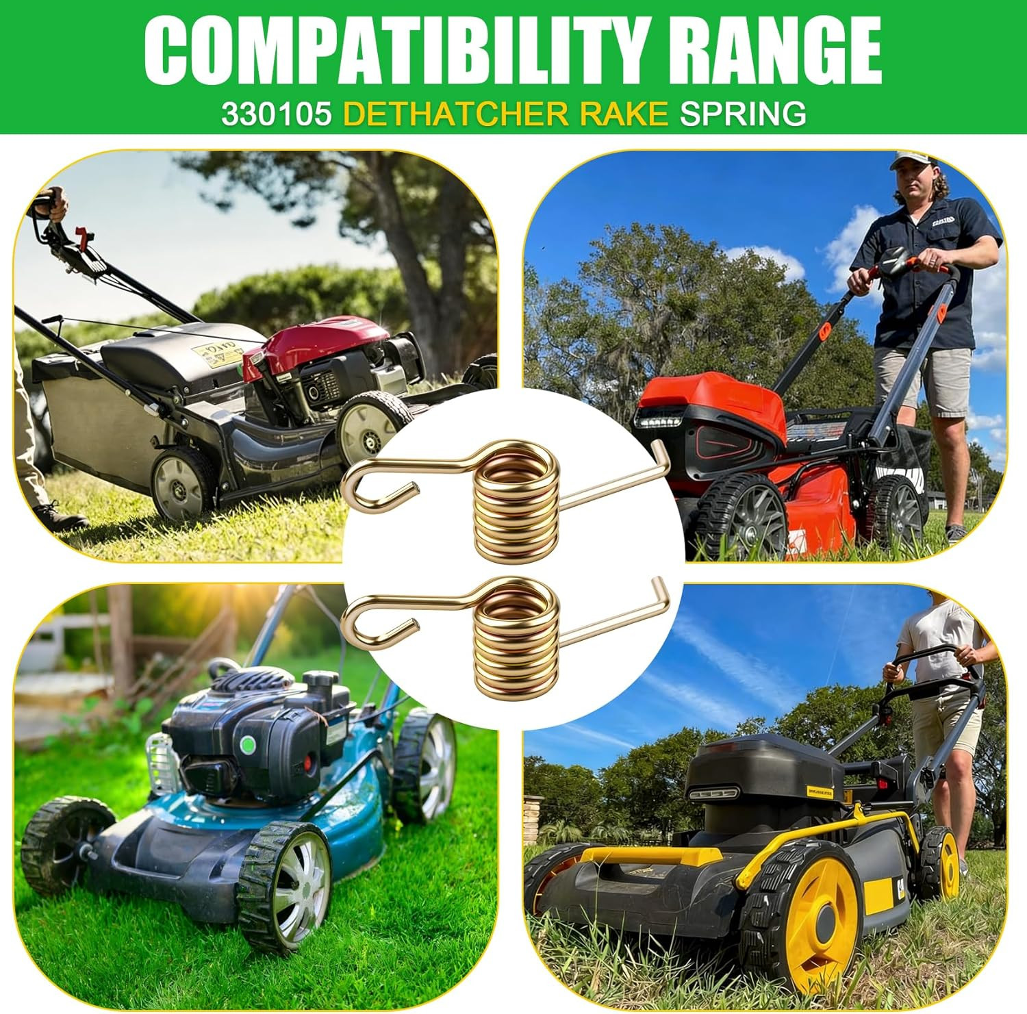 Spring 3-Pack Lawn Rake Dethatcher Tension Adjustment Thatch Removal Maxpower