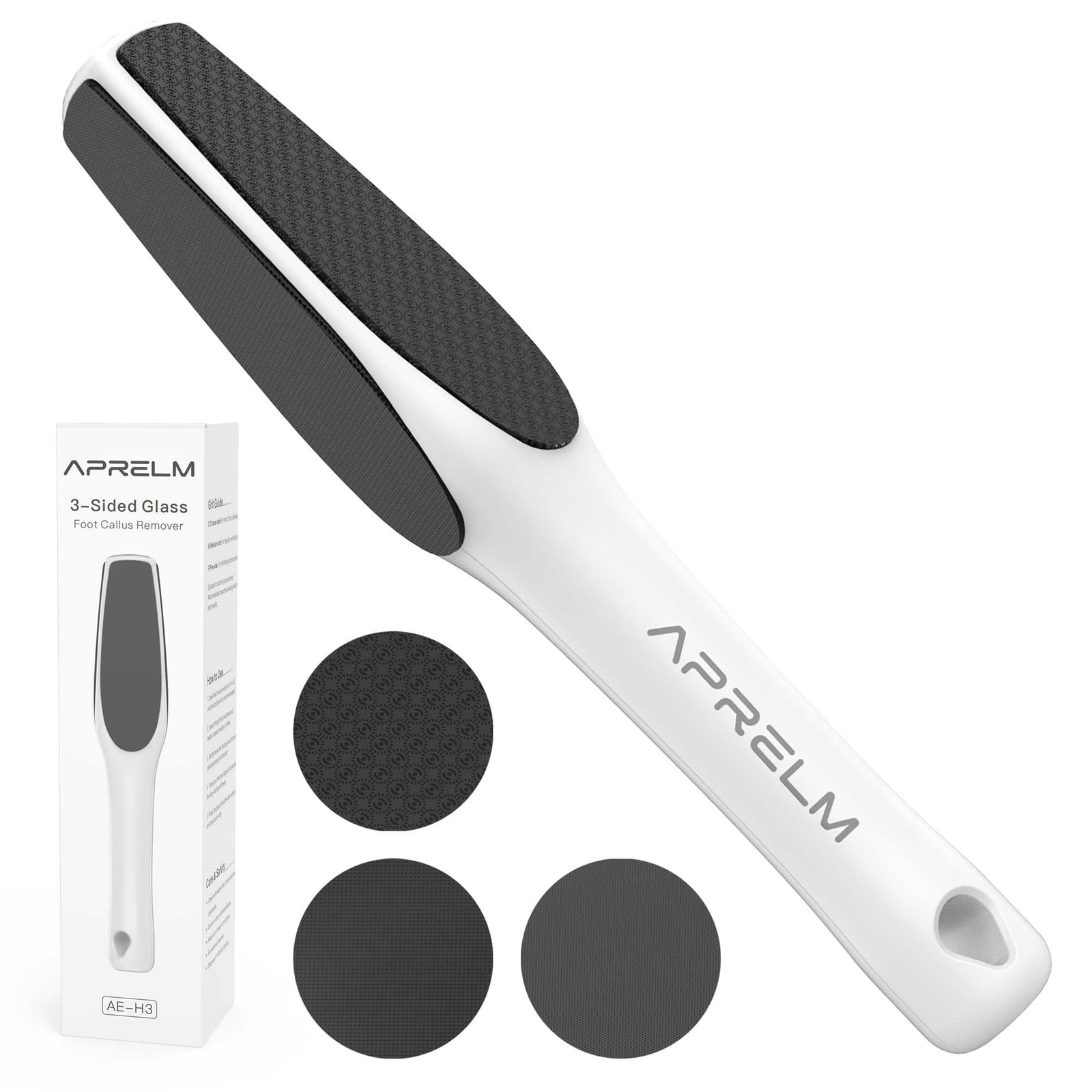 AprElm 3-Sided Nano Glass Foot Callus Remover, 1 Count (Pack of 1), White