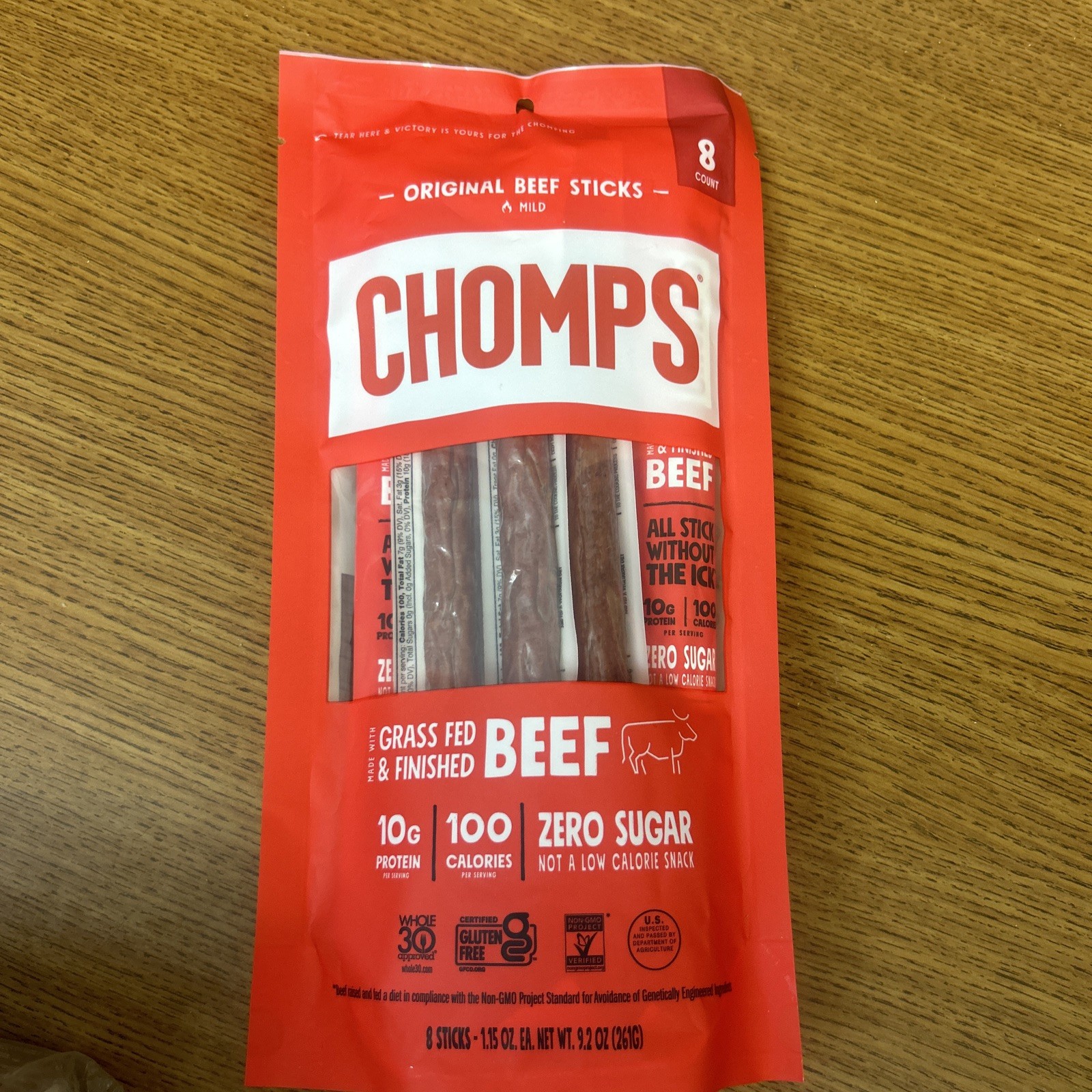 Chomps Original Beef Sticks Mild 8-1.15 oz Sticks 9.2 oz