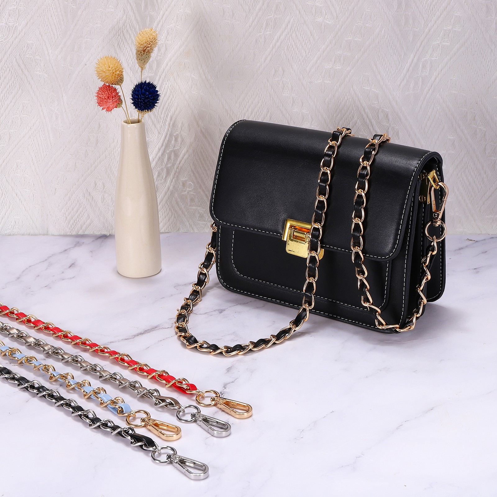 47" Purse Strap with Buckle for Shoulder and Cross Body(Sky Blue+Silver)