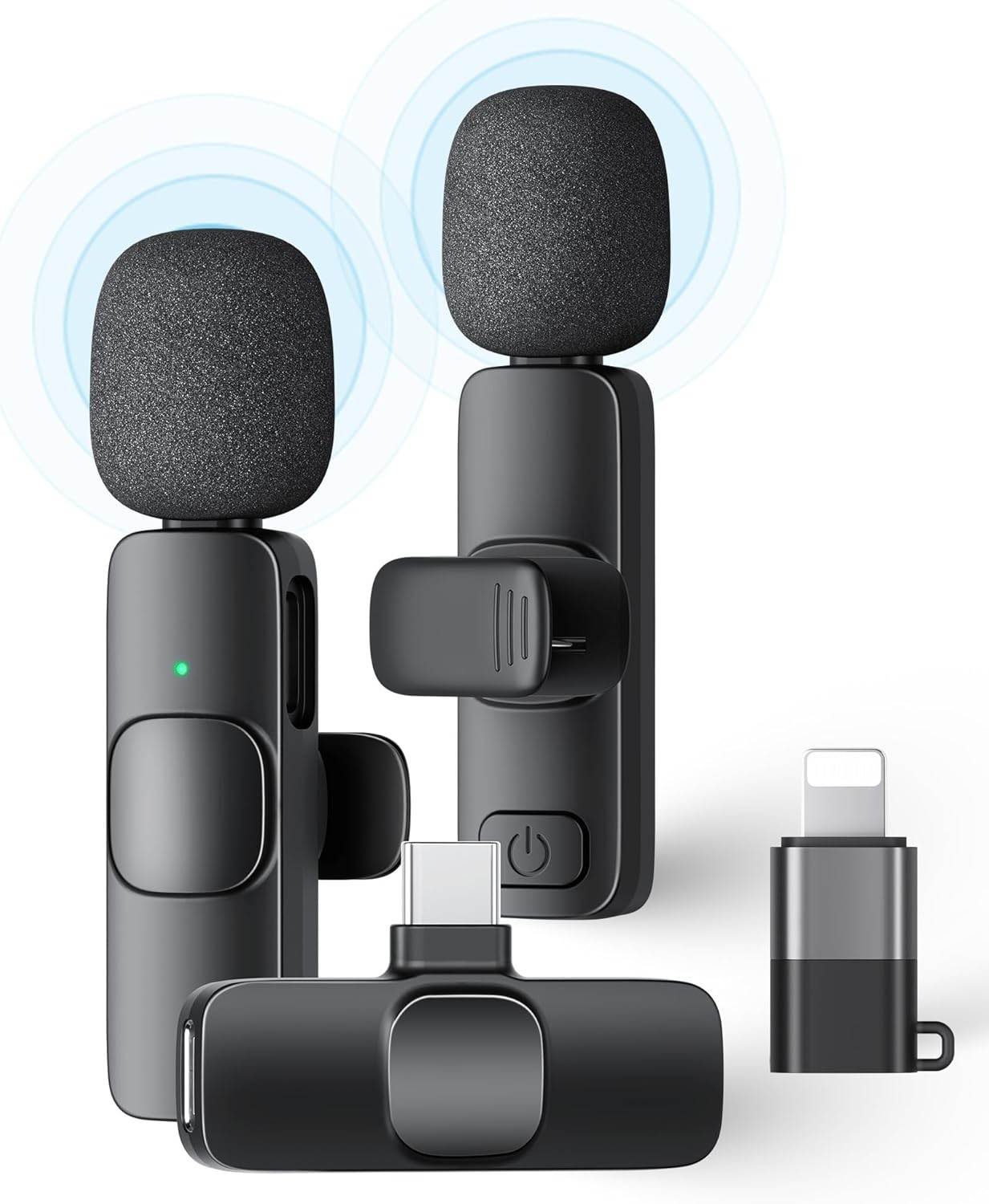 K8 Wireless Lavalier Clip Mic for iPhone iPad Samsung, Recording Vlog Microphone