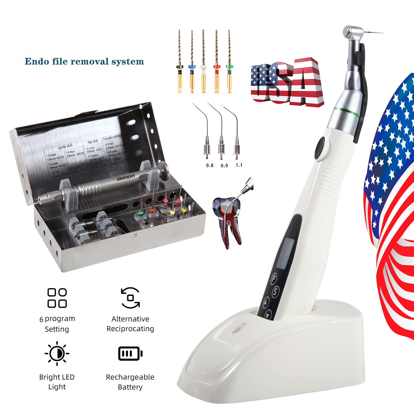 Dental Broken Root Canal File Extractor /Wireless LED Endo Motor Treatment po