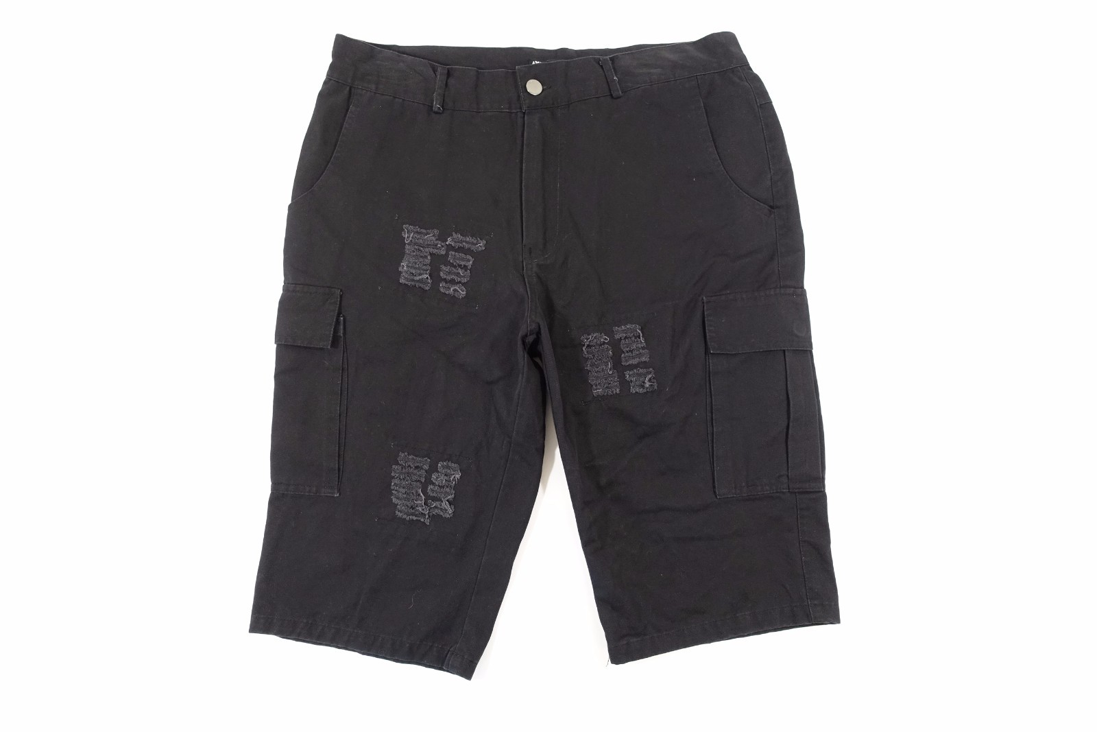 AMERICAN STITCH SS16-509 DISTRESSED BLACK LARGE CARGO SHORTS MENS NWT NEW