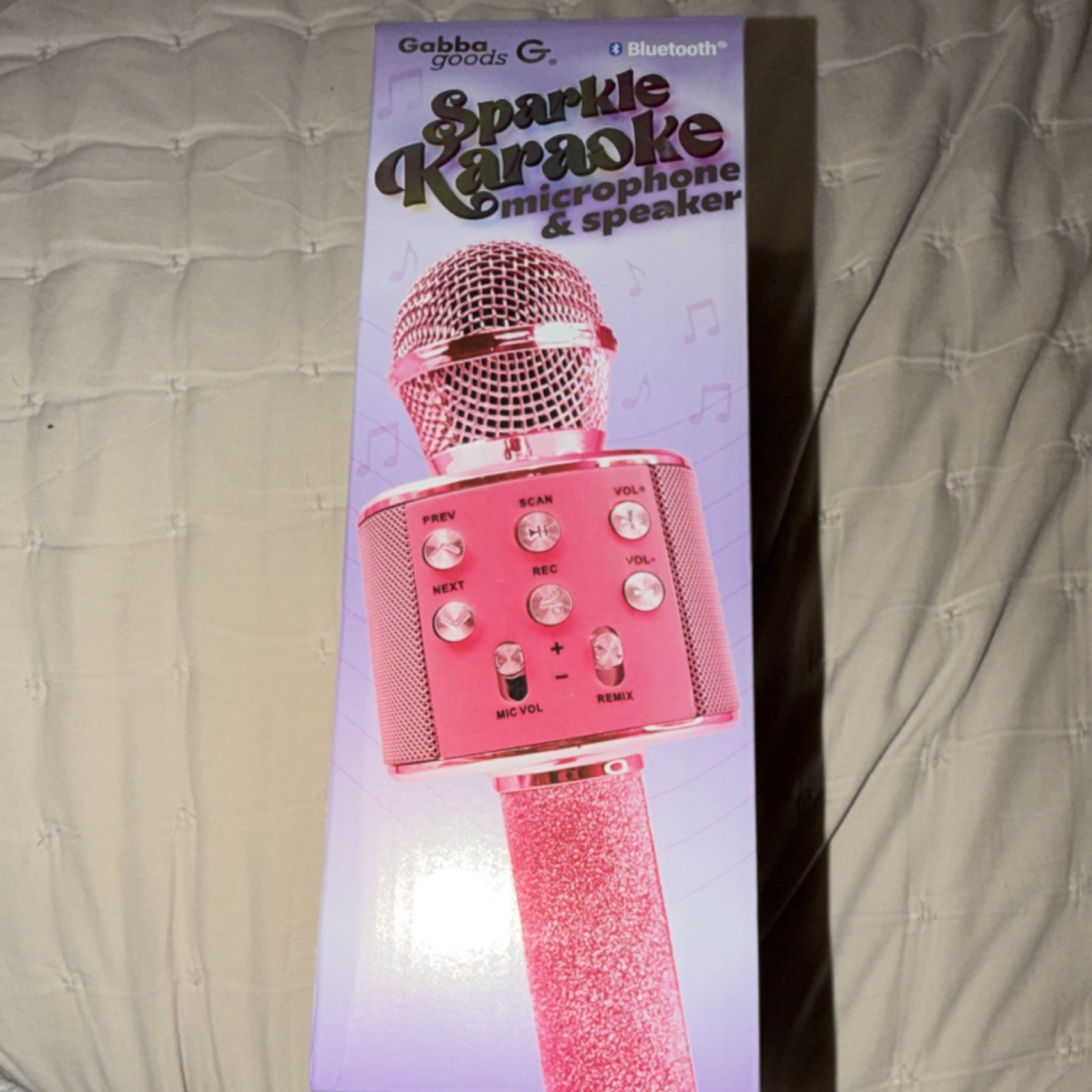 Gabba Goods Sparkle Karaoke Microphone & Speaker Pink Bluetooth Cordless