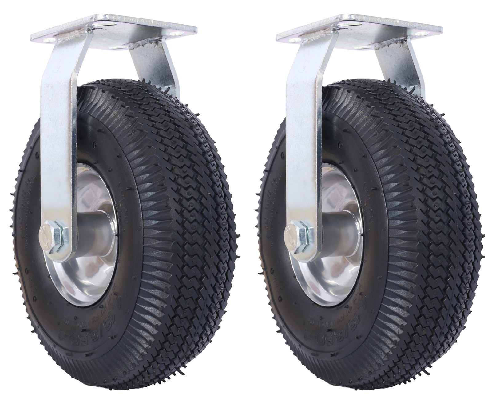 10-inch Caster Pneumatic Tire 2pcs Rigid Wheels 5/8-inch Bore 300lbs Capacity