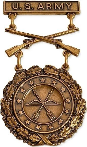 Army Excellence in Competion Bronze Rifle  USA Made Military Badge 2 Pins Back