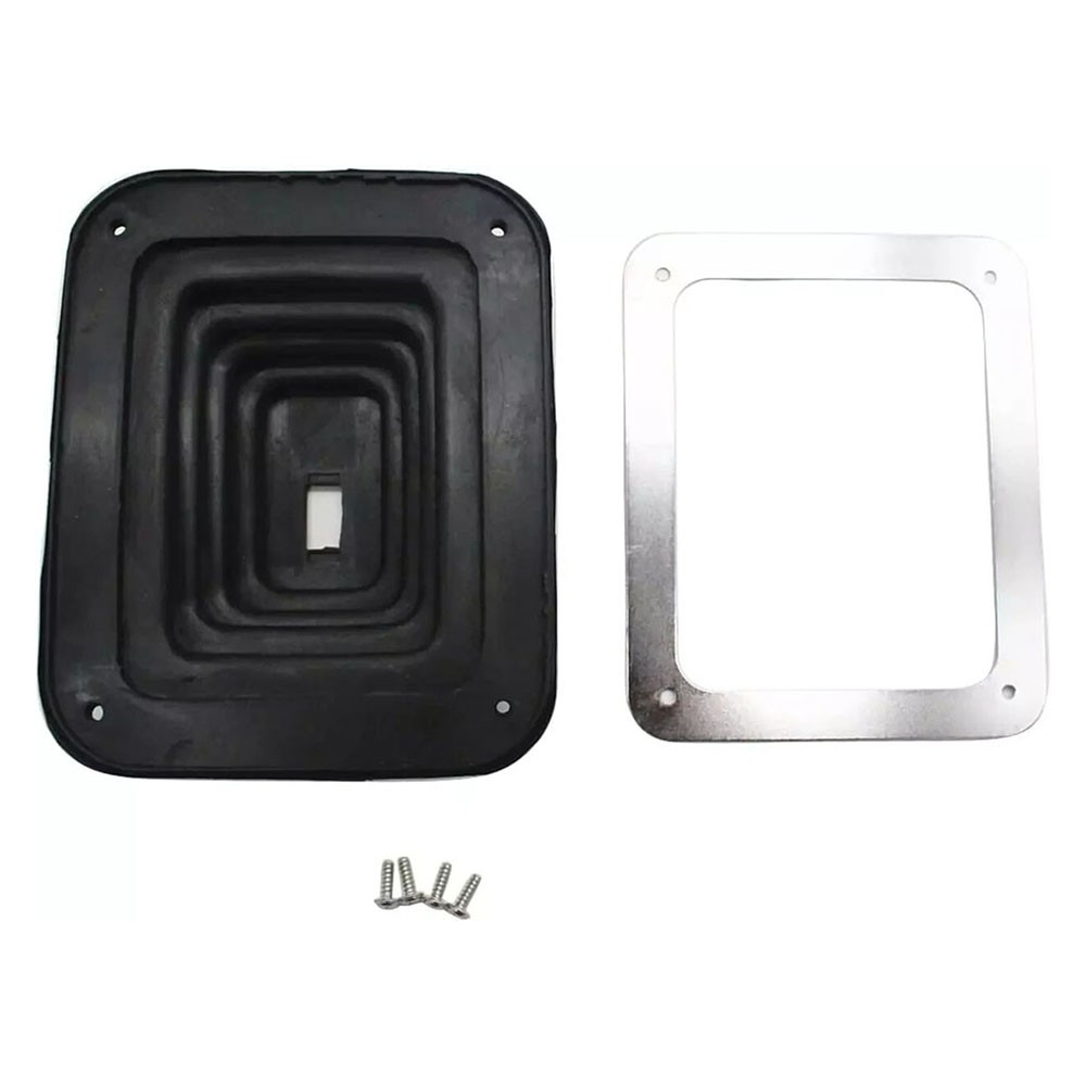 Hurst Style Small Rubber Shifter Boot with Chrome Mounting Plate 5-5/8 x 6-3/4"