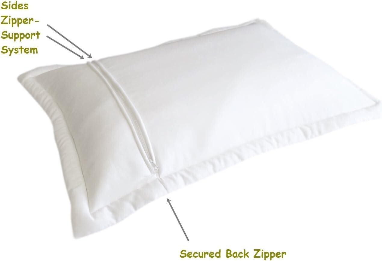 Cream or Beige Colored Standard/Queen Solid Memory Foam Bed Pillows with Case