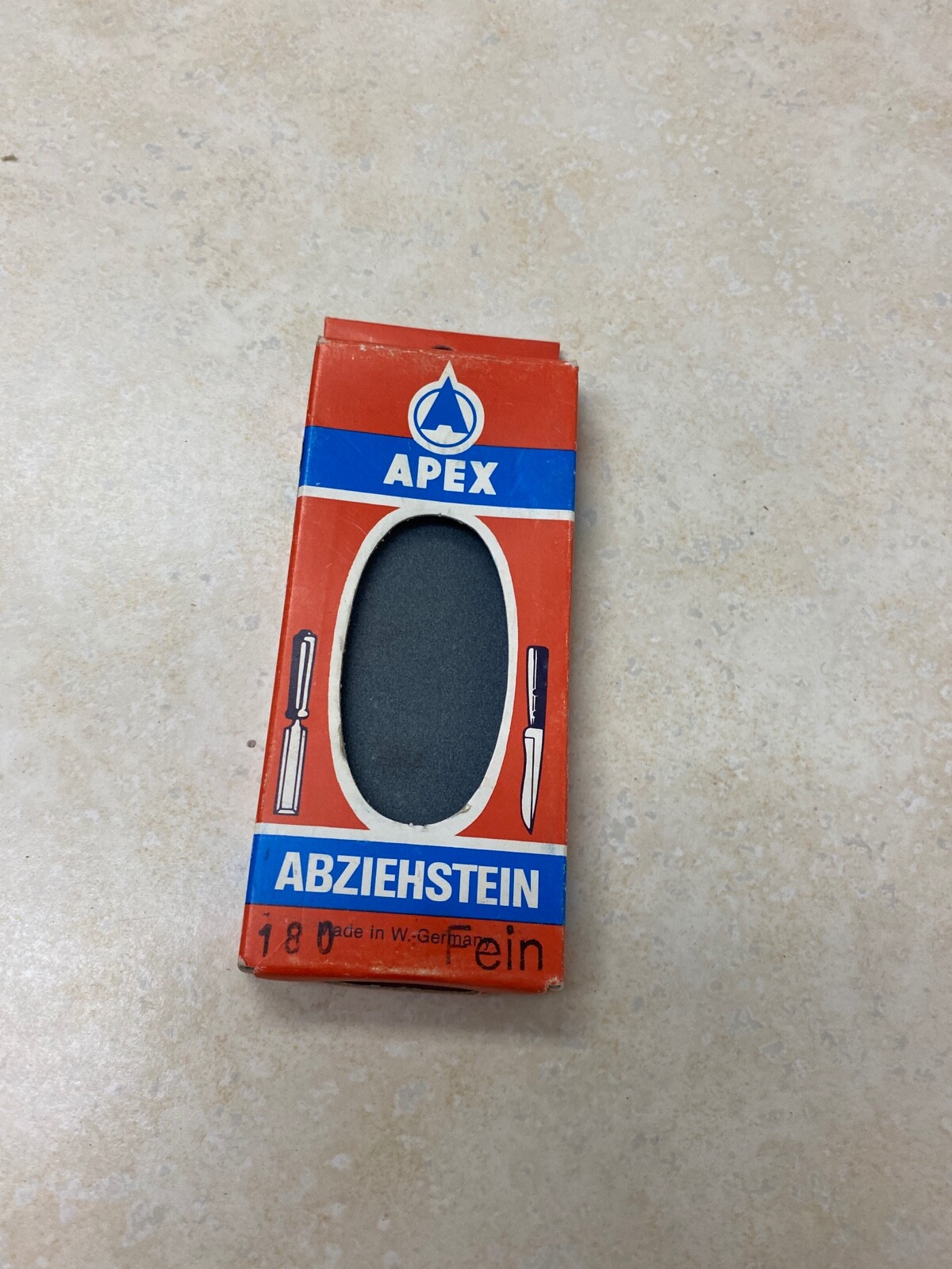 Vintage Apex Abziehstein 180 Fein Sharpening Stone in Box