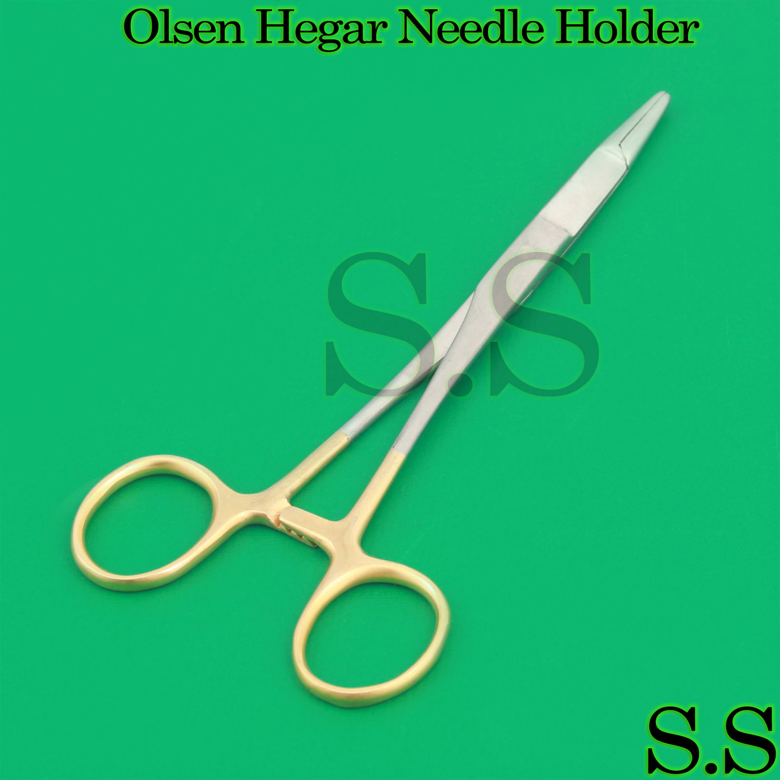 GOLD HANDLE O.R GRADE SURGICAL OLSEN HEGAR NEEDLE HOLDER HEMOSTAT 6.5" INSTRUMEN
