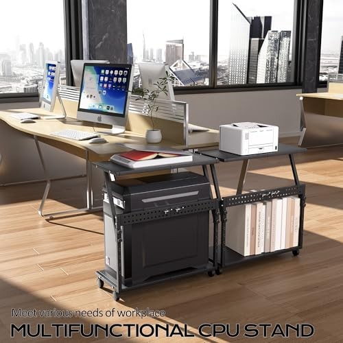 24In Large PC Stand, 5 Levels Height Adjustable Computer Tower Stand with Black