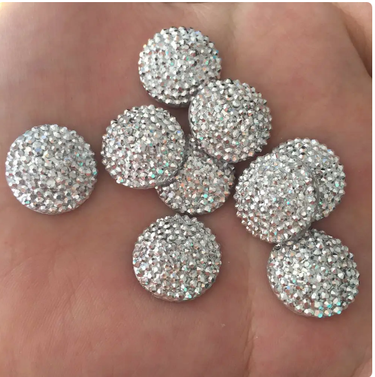 CraftBuddyUS 20pcx16mm Silver Round Resin Convex Flatback Wedding Buttons Craft