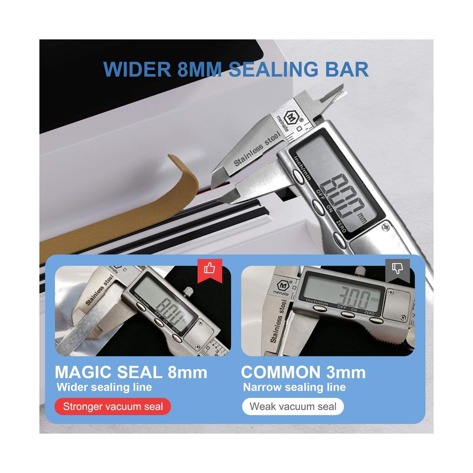 Magic Seal Vacuum Sealer + Smooth Flat bag Rolls (12''x50'-2 rolls)