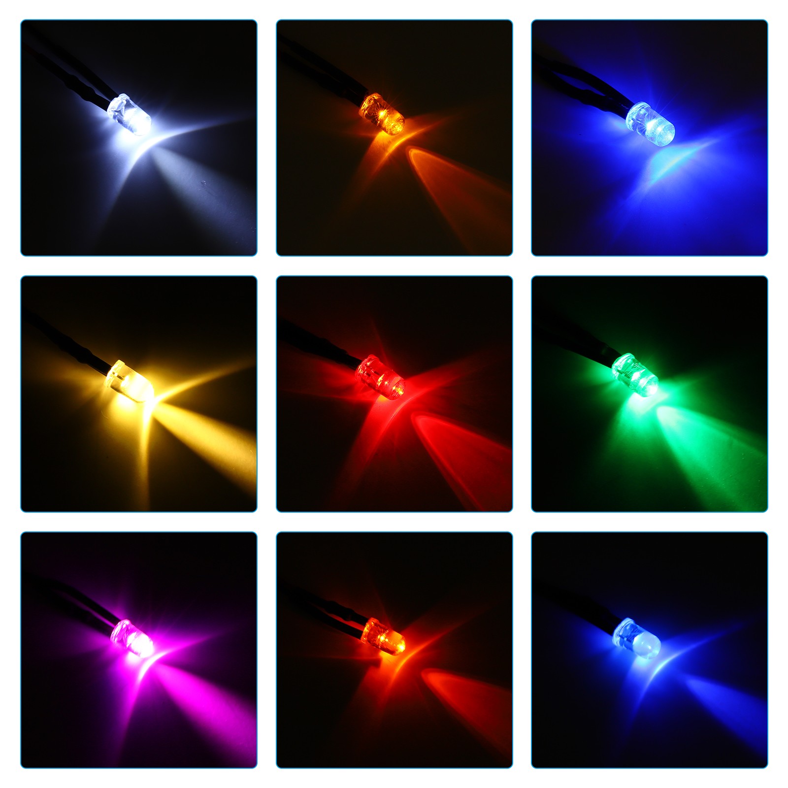 3mm LED Diode Light, 20 Pcs 24V DC, Orange Light