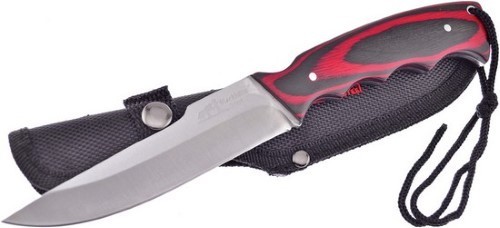 Frost Cutlery Fixed Knife 4.5" Stainless Steel Blade Grooved Pakkawood Handle
