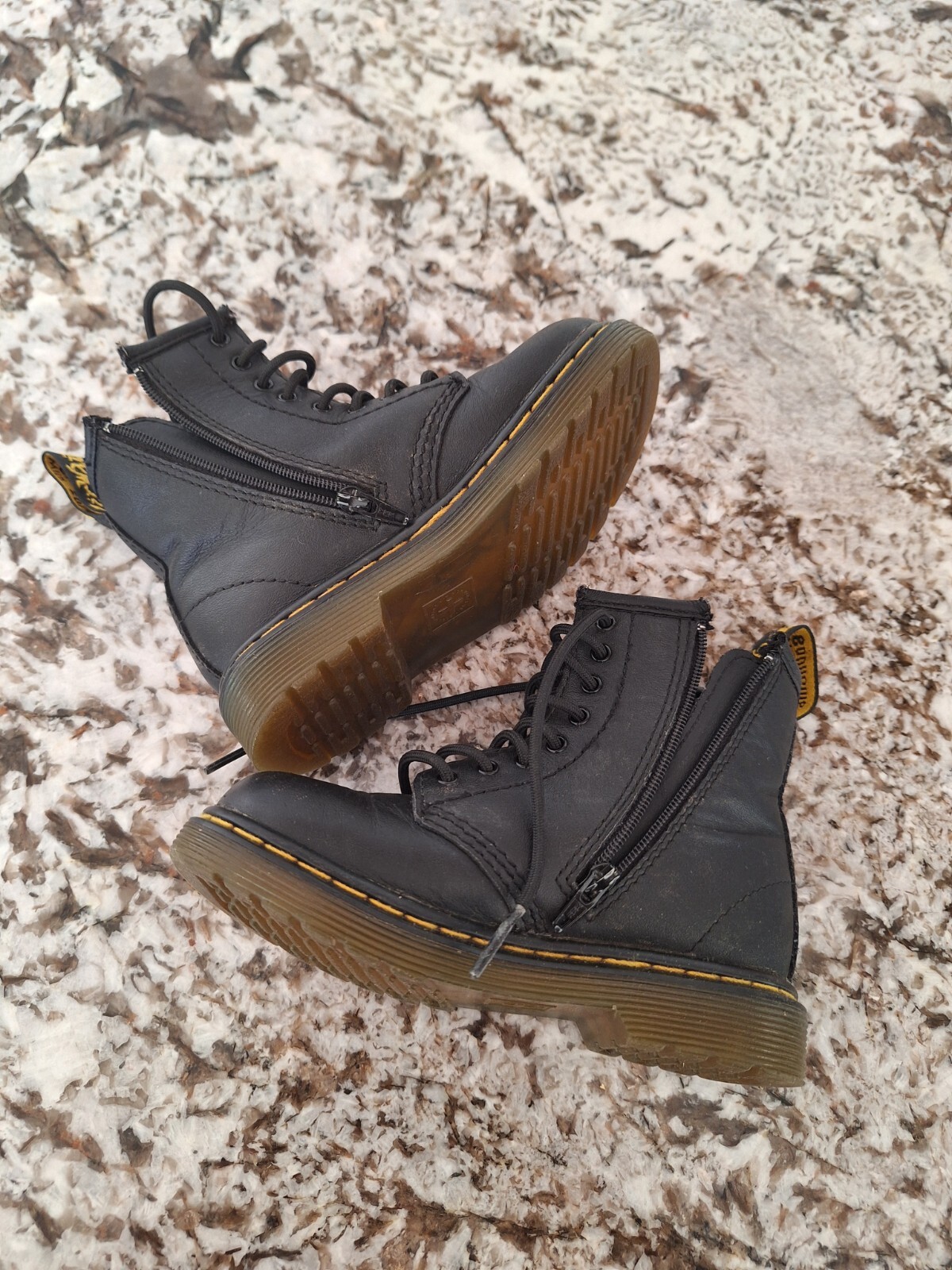 Kids Doc Martens Size 8 Black Combat Boots Side Zip