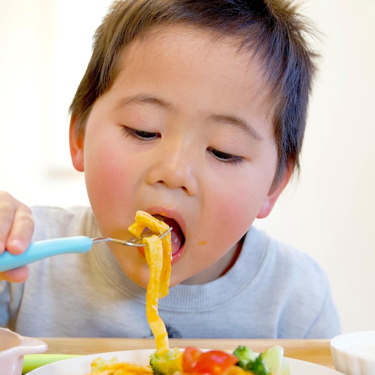 Edison Mama Noodle Falling Prevention Fork and Spoon Mango and Peach