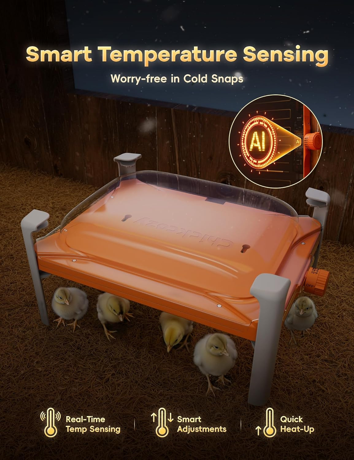 Smart Chicken Coop Heater, 200 Watts Chick Brooder Heating Plate Built-In Adapti