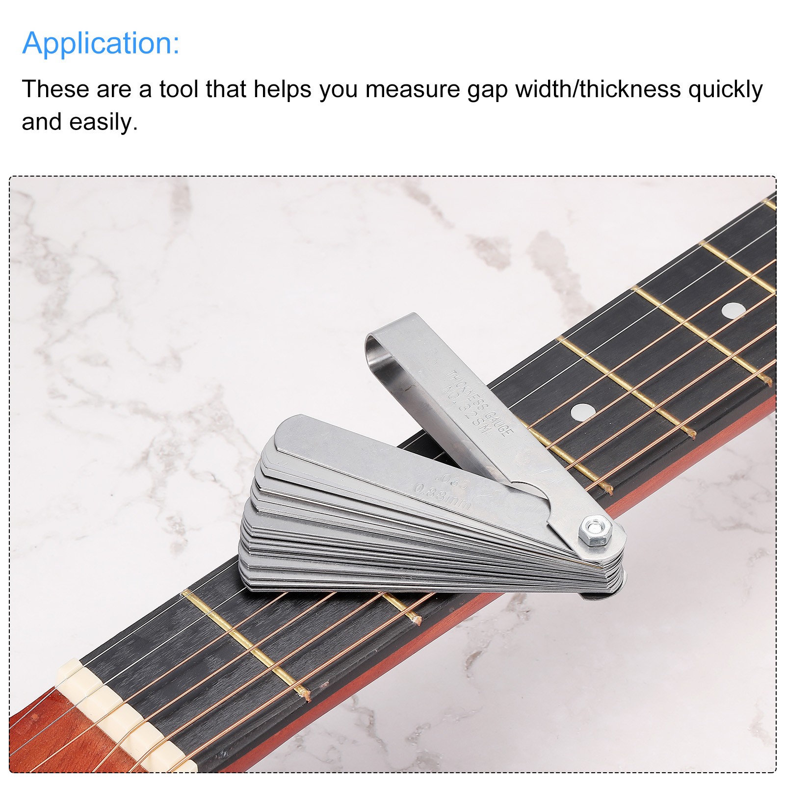 Feeler Gauge Dual Marked Measuring Tool 32 Blades Steel + String Action Ruler