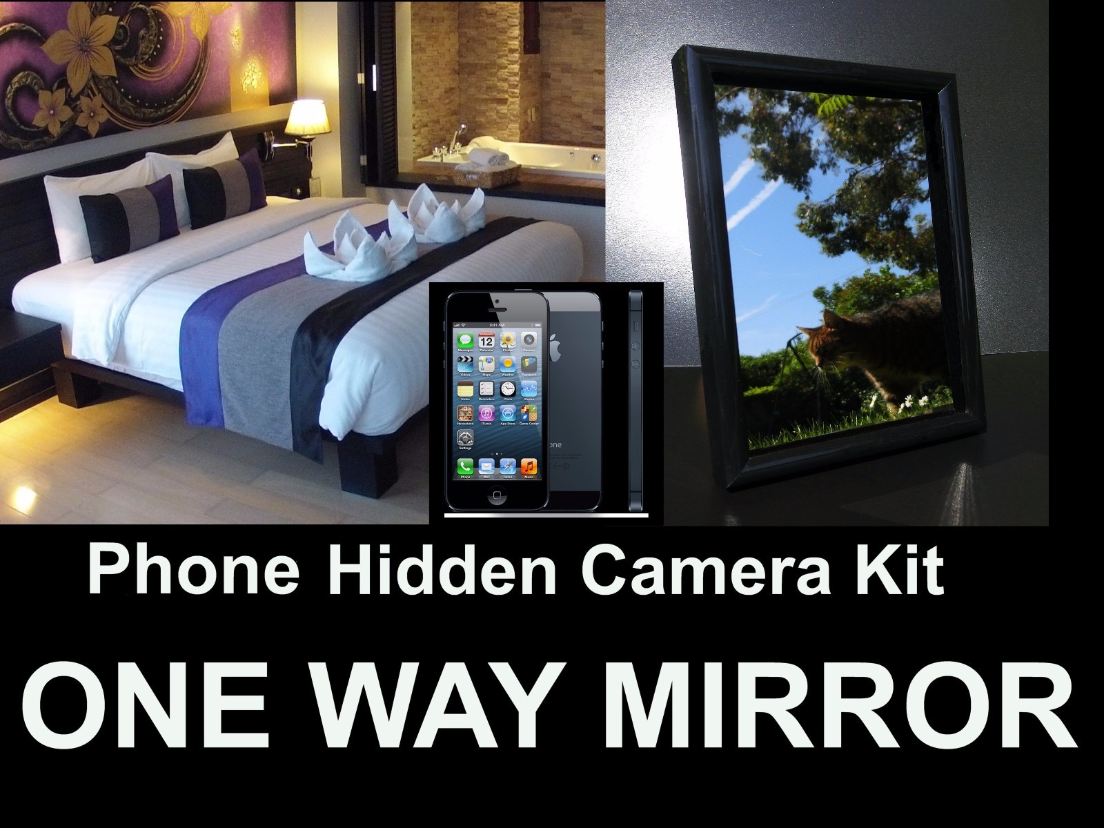 Cell Phone Security Camera Conversion Kit, Use Your iPhone One/Two Way Mirror