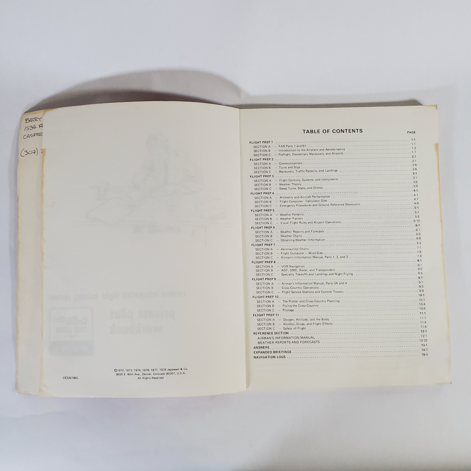 Cessna Integrated Flight Training System Private Pilot Workbook 1978 Flight Book
