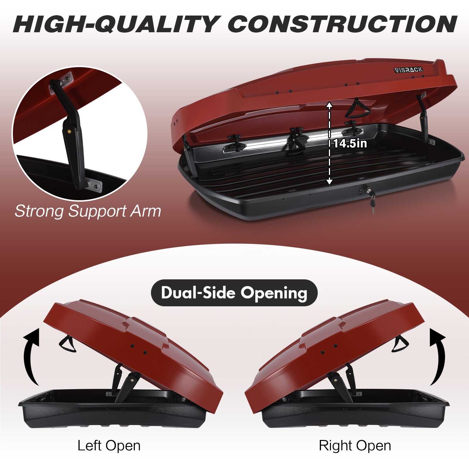 15 Cubic Feet Car Top Cargo Carrier Vehicle Roof Mount Luggage Storage Box