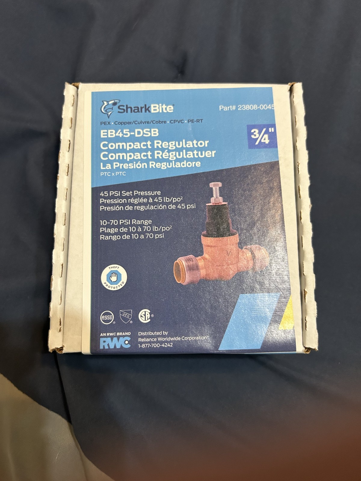 Cash Acme EB45 SharkBite Pressure Regulating Valve, 3/4 Inch Push to Connect