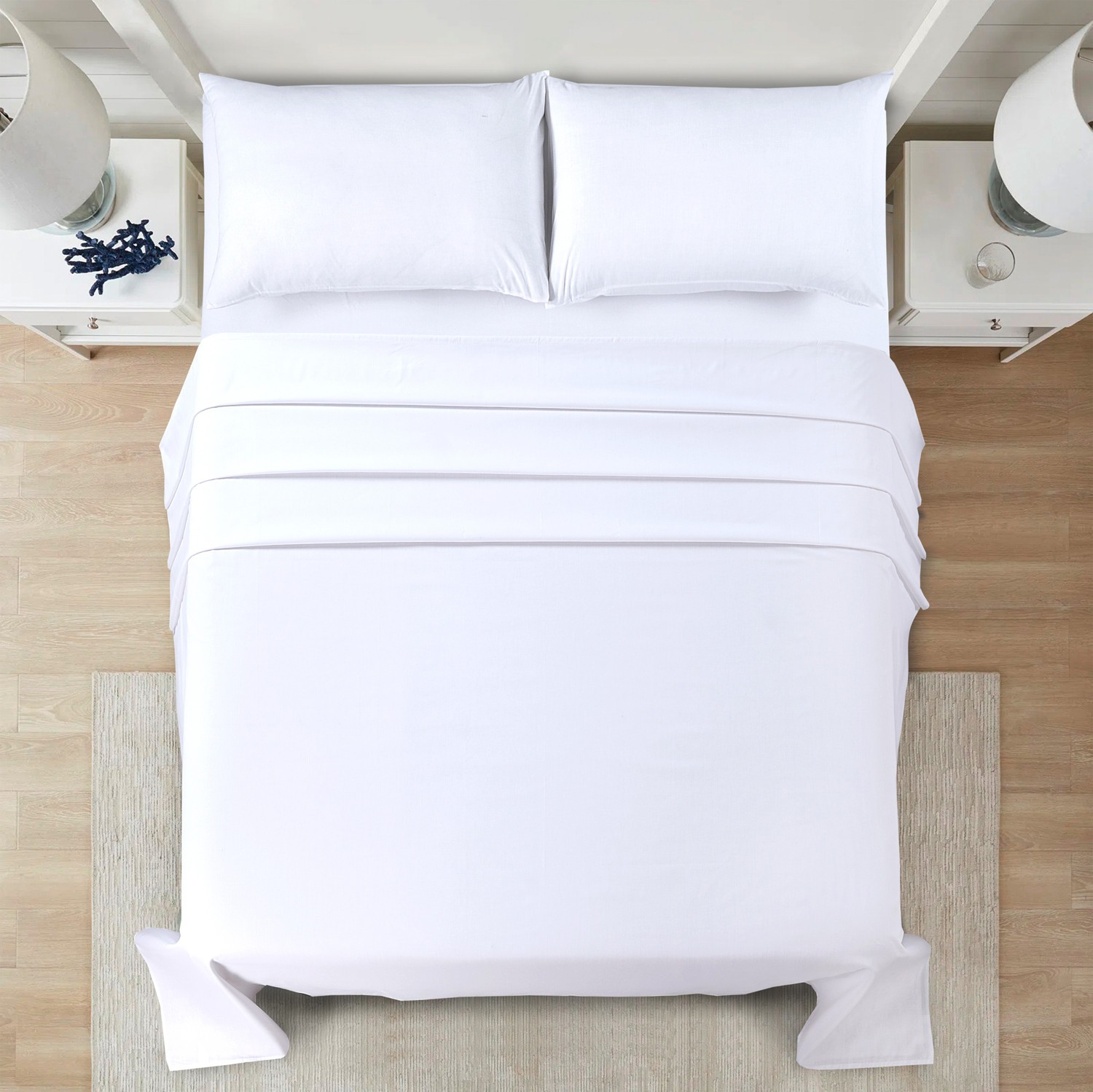 Hotel Luxury Flat Sheet Only, Soft Top Sheet Flat Bed Sheets USA Size Queen