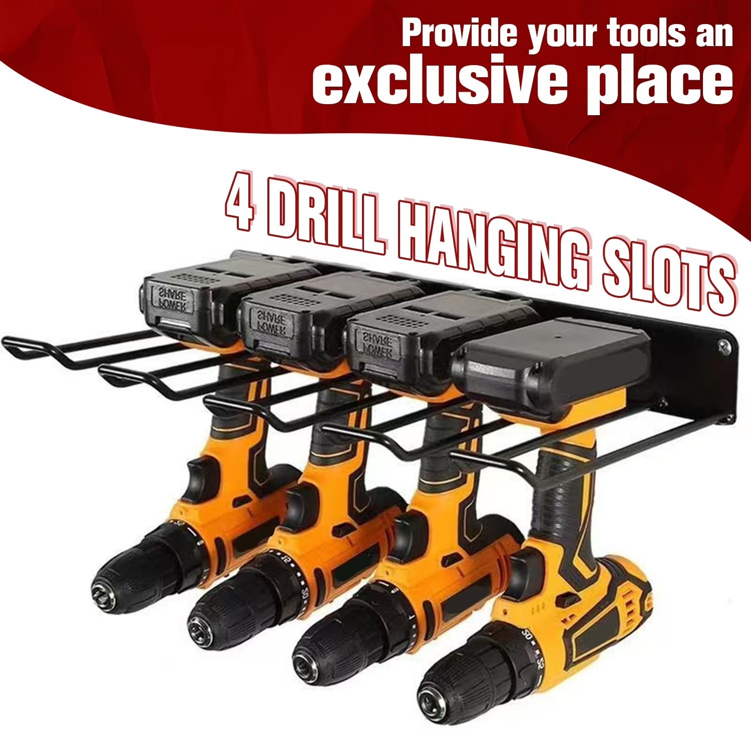 Wall Mounted Drill Holder, Power Tool Organizer, Utility Storage Rack