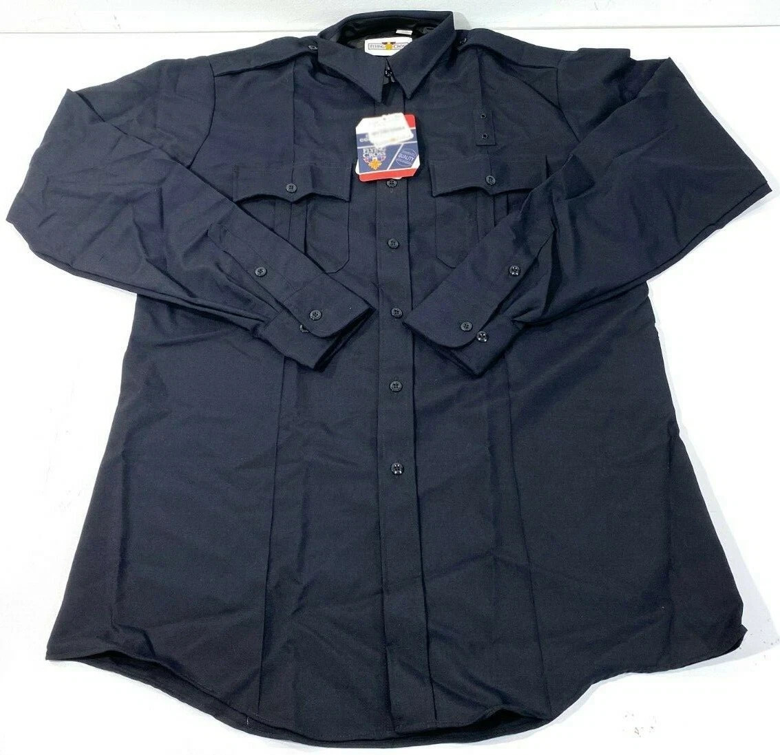 FLYING CROSS 07W84Z JUSTICE POLY WOOL L/S ZIPPER SHIRT MEN 15X34/35 LAPD NAVY