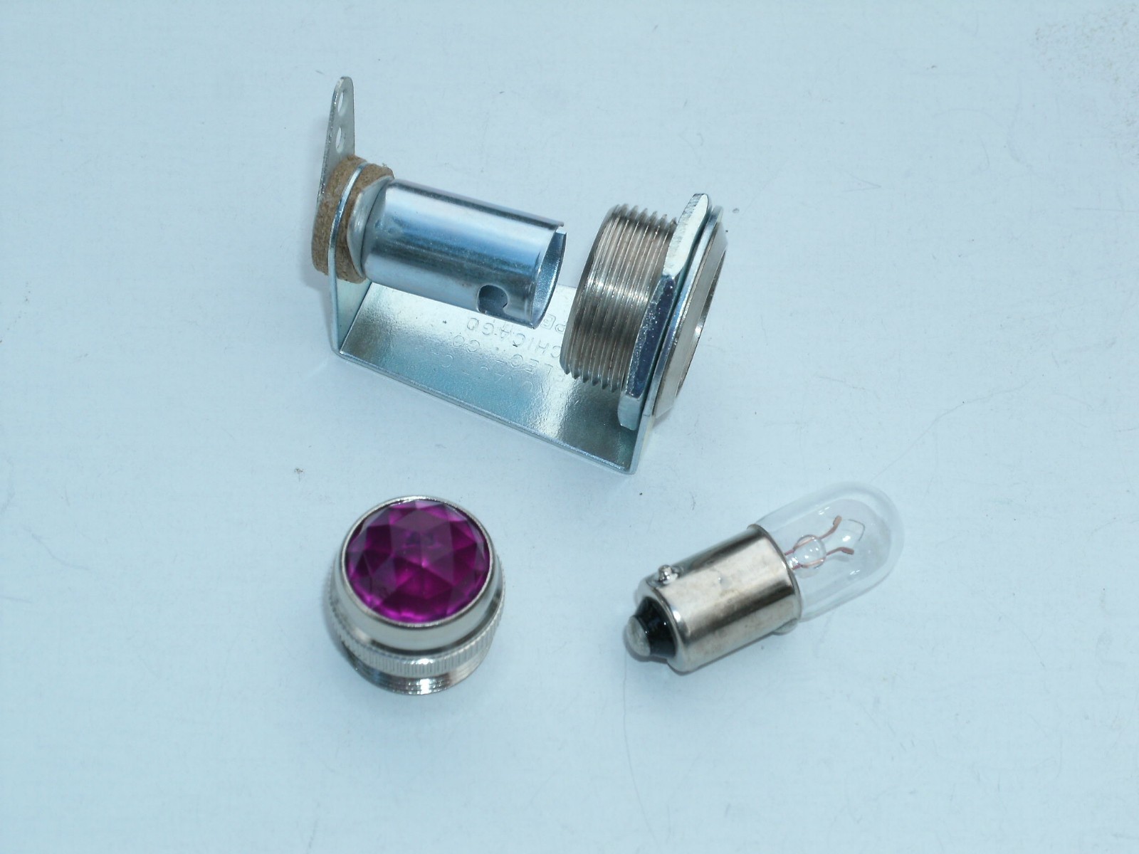Tube amp pilot light assembly, jewel, and #47 bulb, violet jewel,  USA made