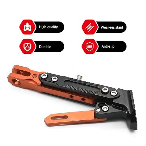 Motorcycle Kickstand, Height Adjustable CNC Alloy Side Stand with 1 PC Orange