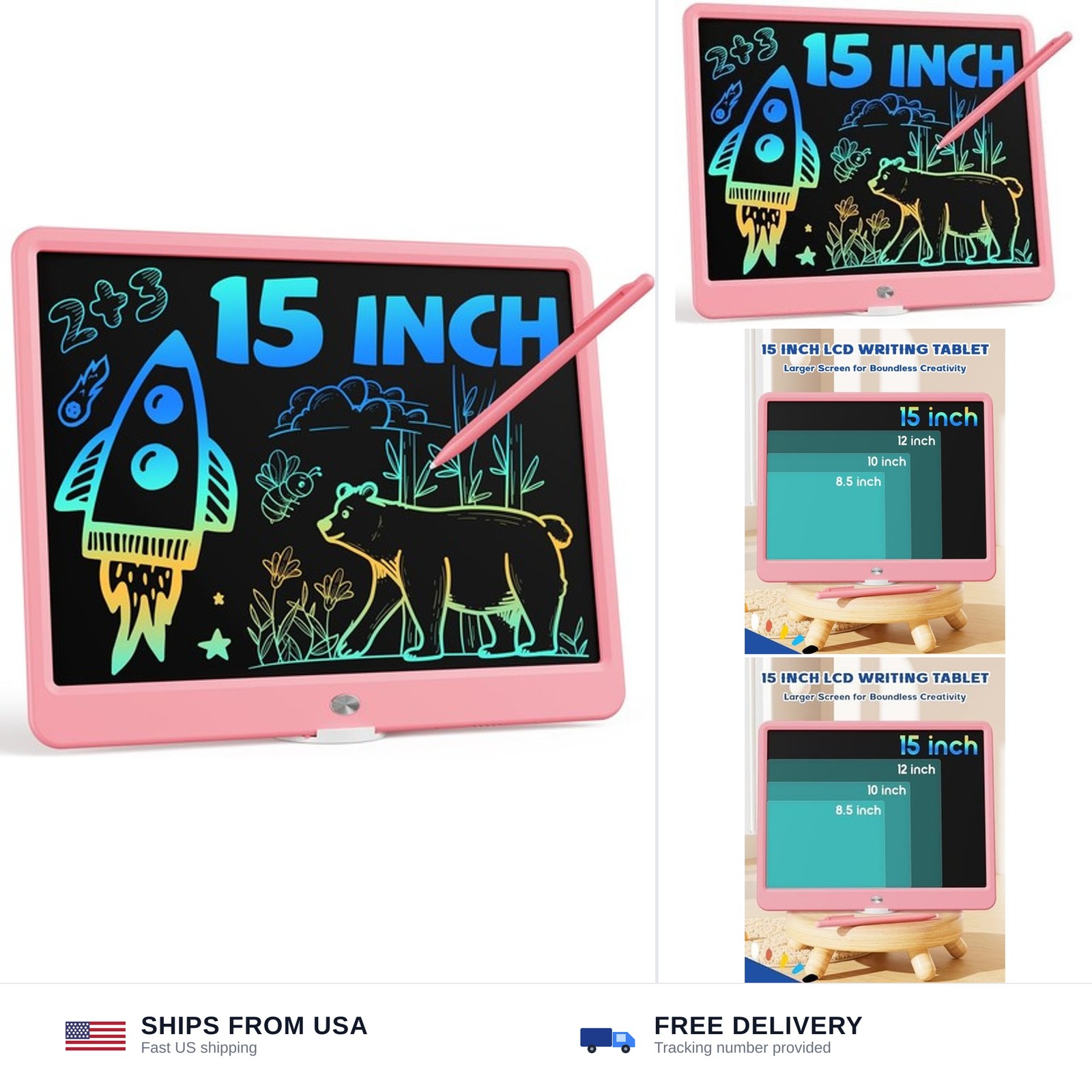 Bravokids 15 Inch LCD Writing Tablet for 3 Year Olds - Electronic Drawing Pad...