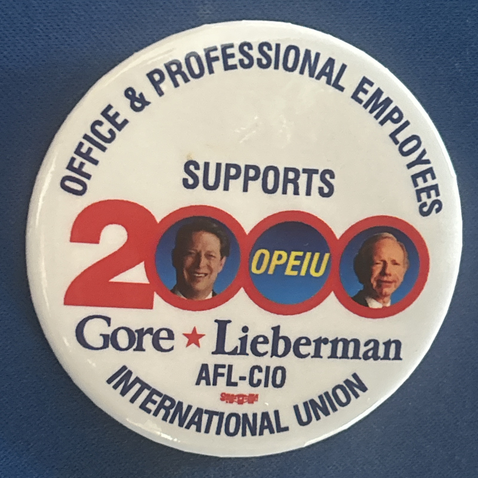 Office & Professional Employees AFL-CIO Gore Lieberman jugate  2 1/2” pinback