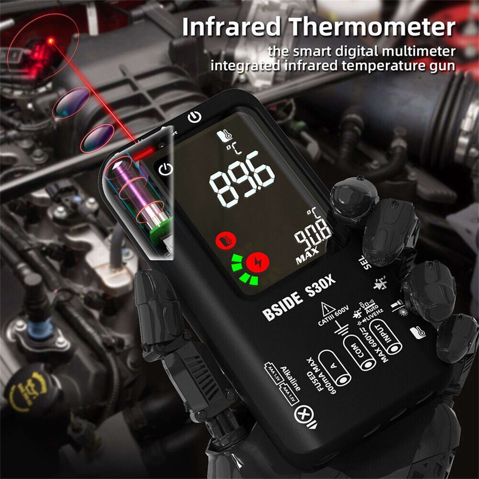 BSIDE S30X Digital Multimeter DC AC Volt Current Ohm Resistance Tester Handheld