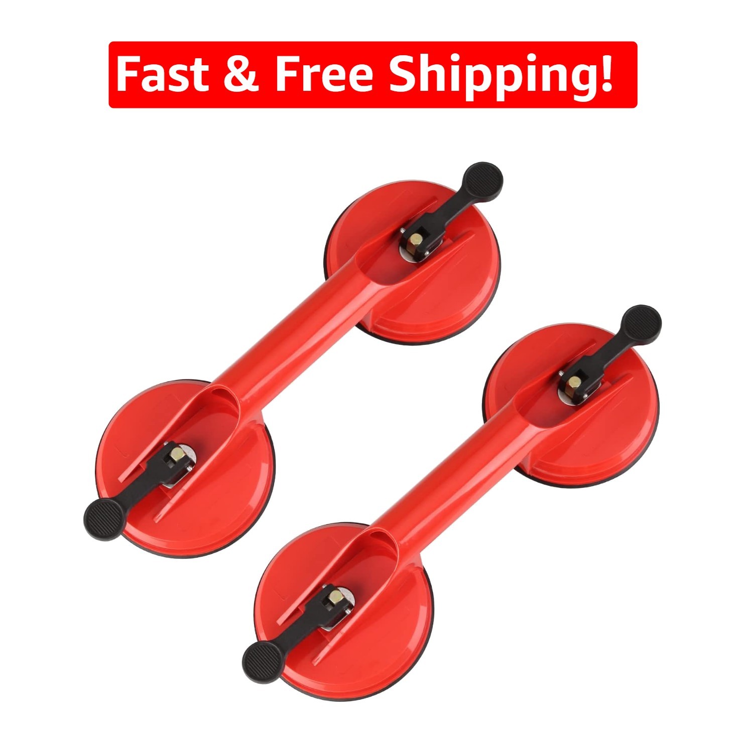 Red Heavy Duty Suction Cups - 132 Lb Capacity, Ideal for Moving Glass & Tiles