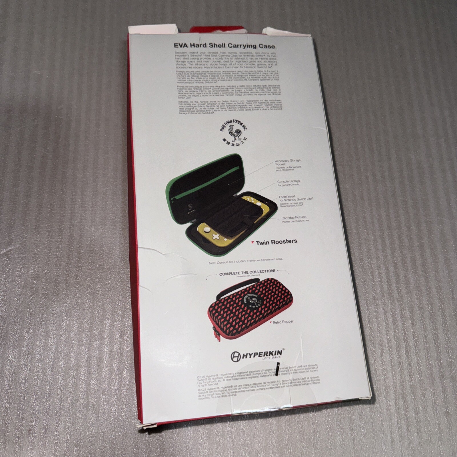 NEW Sriracha Dueling Roosters Hard Shell Case for Nintendo Switch Storage Zip