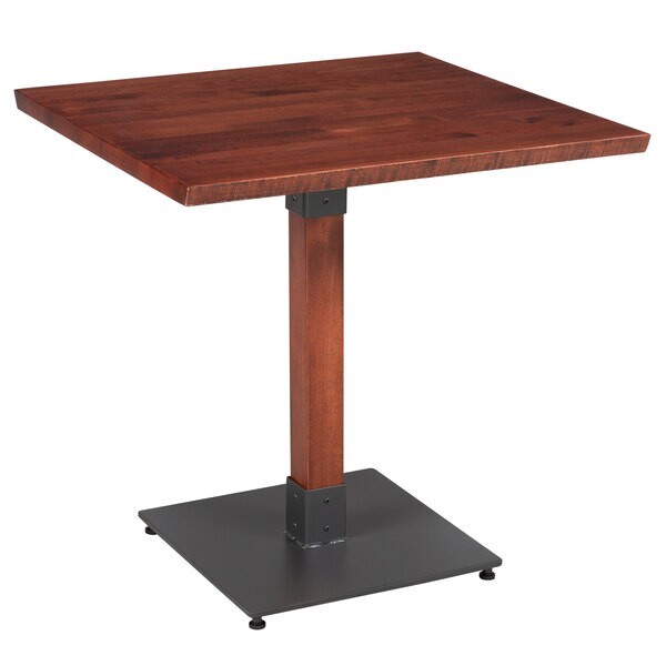 30'' Square Solid Wood Live Edge Restaurant Table Top in Mahogany Wood Finish
