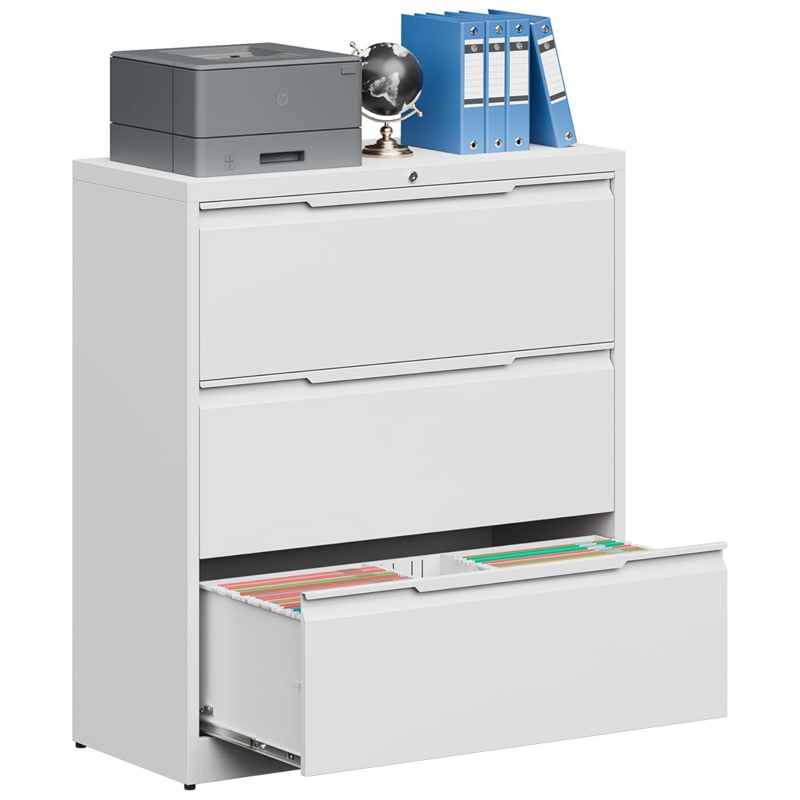 Lateral File Cabinet 3 Drawer Metal Vertical Filing Cabinets with Lock for Legal