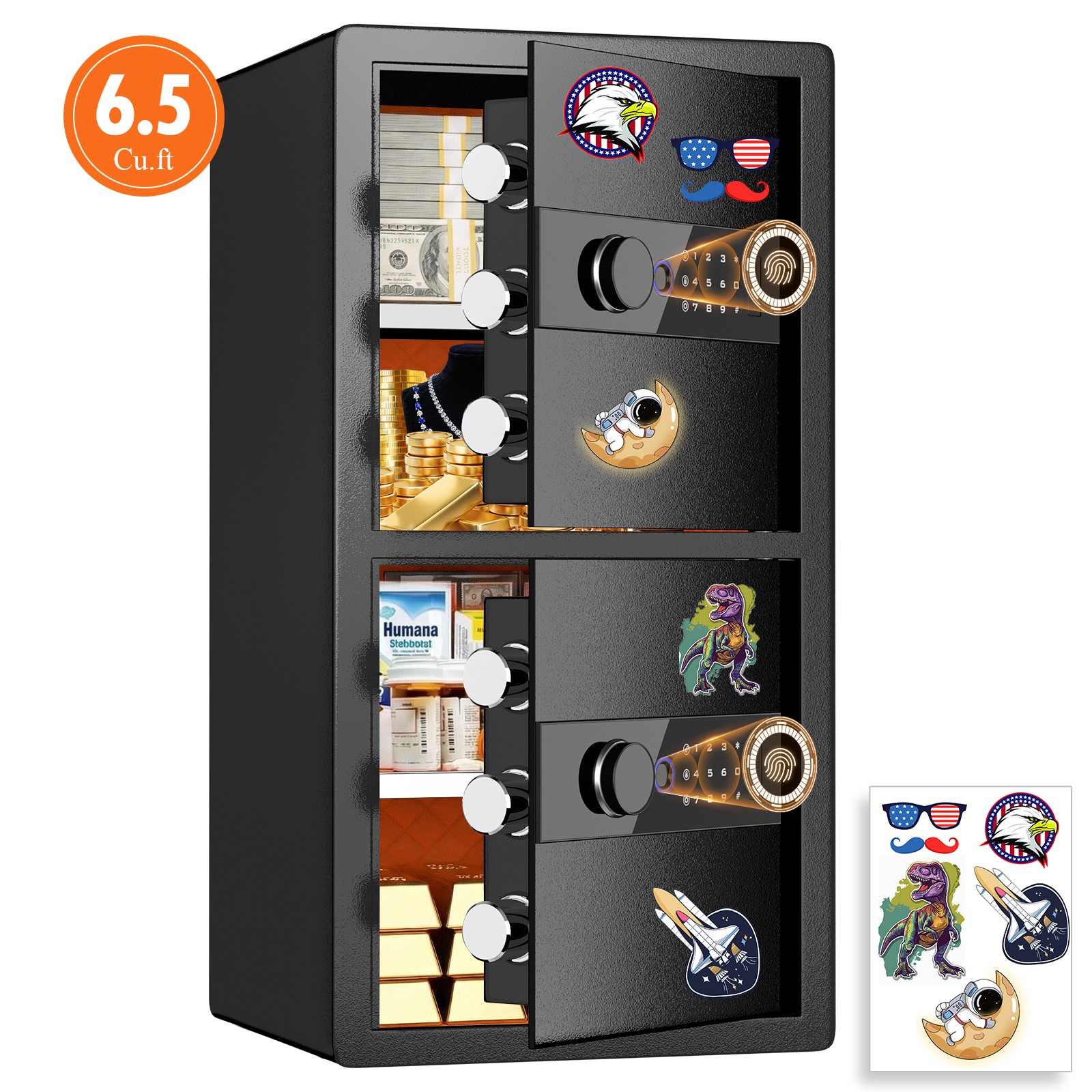 Deluxe Biometric Fireproof Safe Box, Fingerprint Safe with Touch 6.5 Cubic Feet