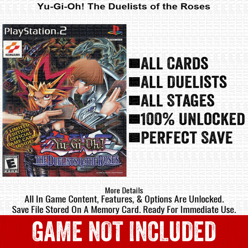 Yu-Gi-Oh The Duelists of the Roses 100% PS2 Memory Card All CHEATS ITEMS
